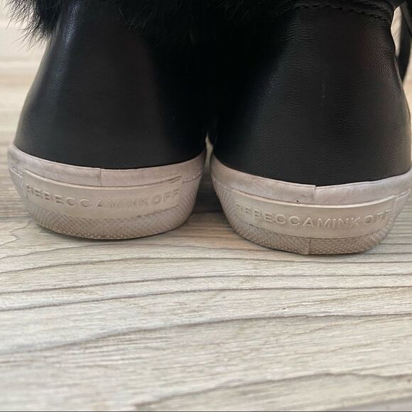 Rebecca Minkoff Sasha Leather Fur Trim Sneakers - Picture 12 of 15